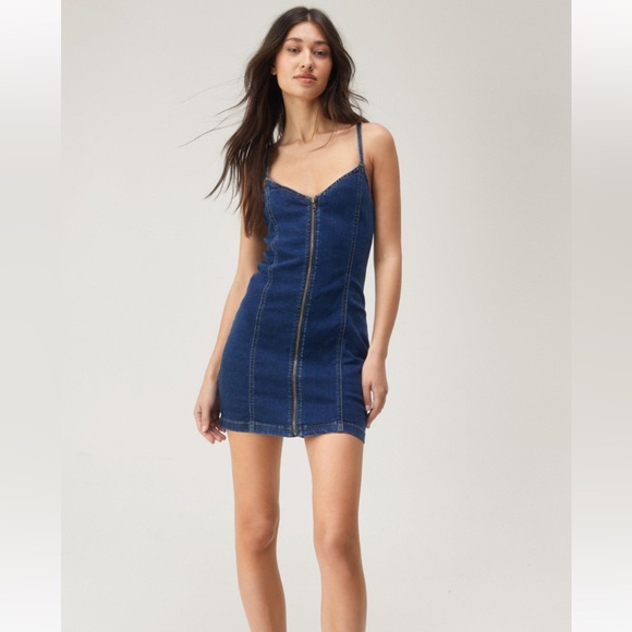 Nasty Gal Denim Stretch Mini Dress - Picture 1 of 4